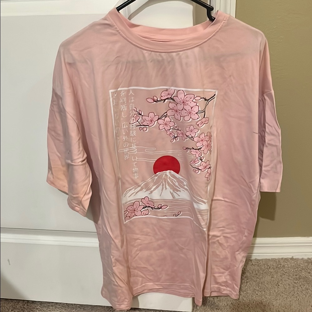 SHEIN Pink Graphic Boxy T-Shirt